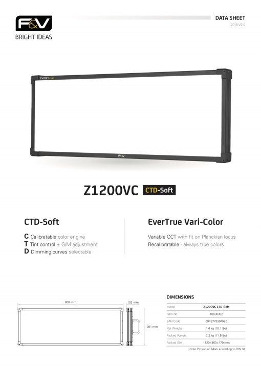 F&V Z1200VC CTD-Soft, Vari-Color 3×1 LED Panel  Studio Pack - Image 7